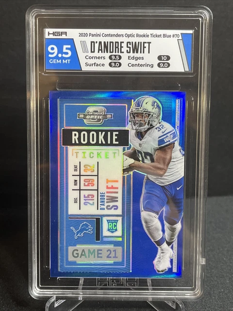 2020 Contenders Optic D'Andre Swift Rookie Ticket Blue /99 Detroit Lions HGA 9.5