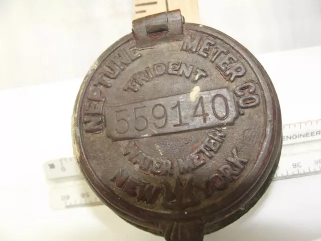 Vintage Neptune Water Meter Trident New York Brass WHITE FACE GAUGES INSIDE 5591