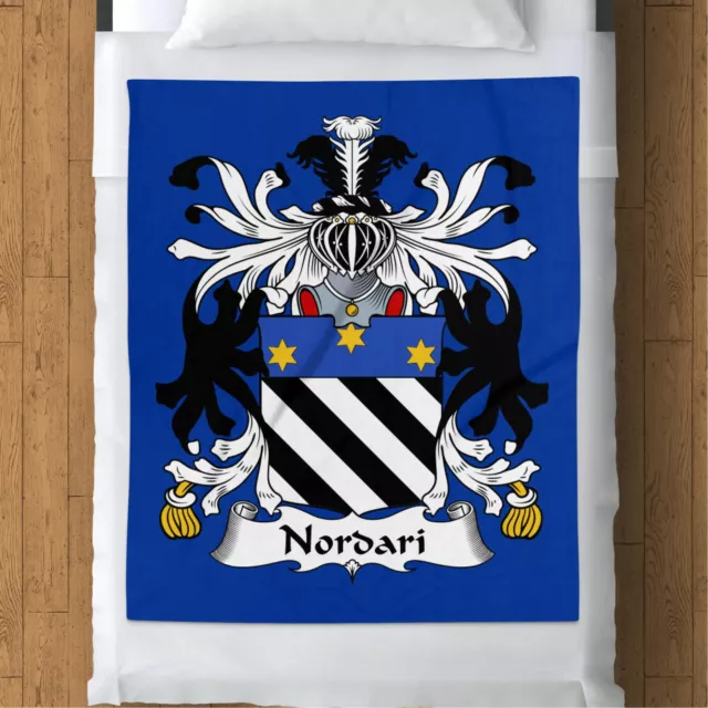 Nordari Italian Heraldic Shield Blanket, Cozy Fleece with Family Crest