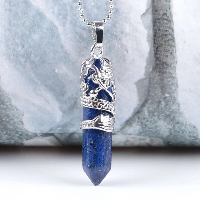 Hexagonal Natural Quartz Crystal Chakra Healing Point Pendant Necklace Jewely