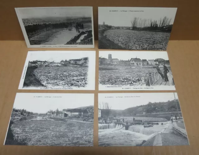 TRAVAIL DU BOIS FLOTTAGE CLAMECY (58) 6 cartes flottage vues diverses