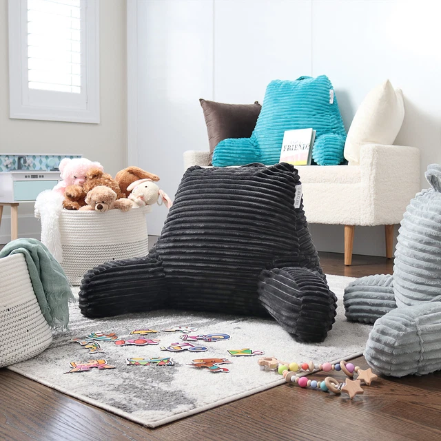 Cut Plush Striped Reading Pillow Shredded Memory Foam Bed Rest Pillow with Arms 11