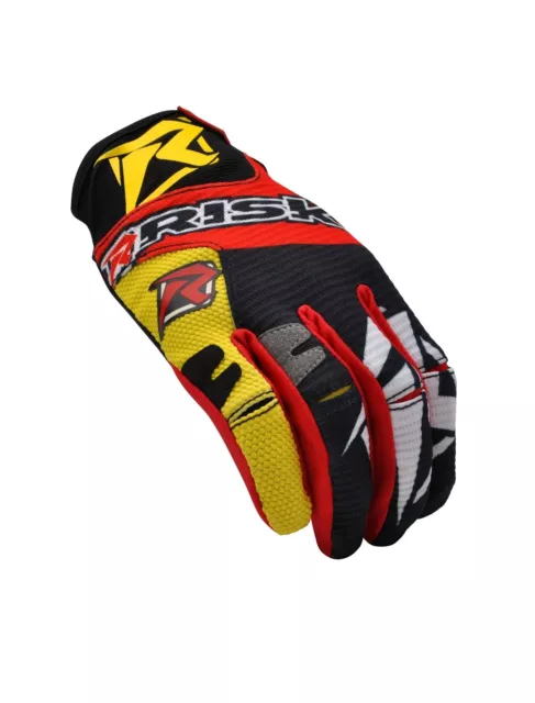 Risk Racing Ventilé V2 Gants Motocross Jaune Noir X Grand Tout Terrain Enduro