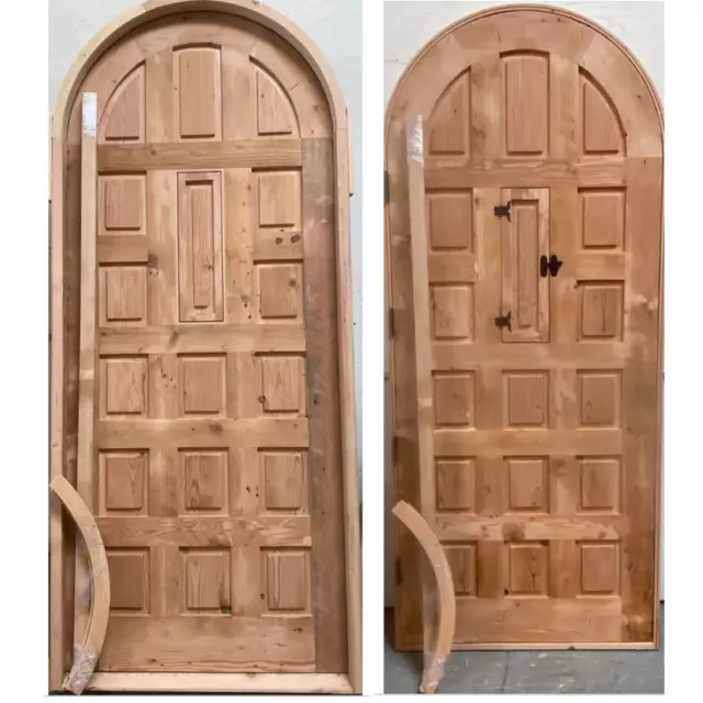 Rustic reclaimed lumber arched top door solid wood story book winery pre hung