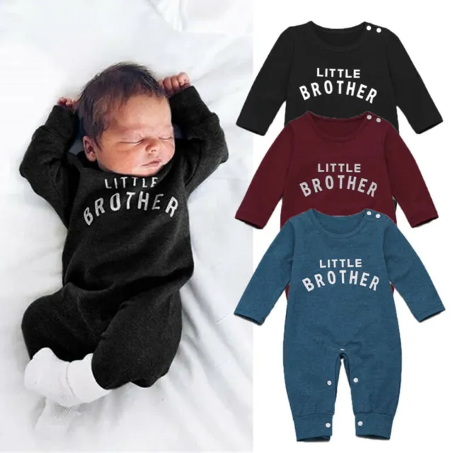 UK Infant Baby Boy Little Brother Romper Jumpsuit Bodysuit Winter Clothes Outfit