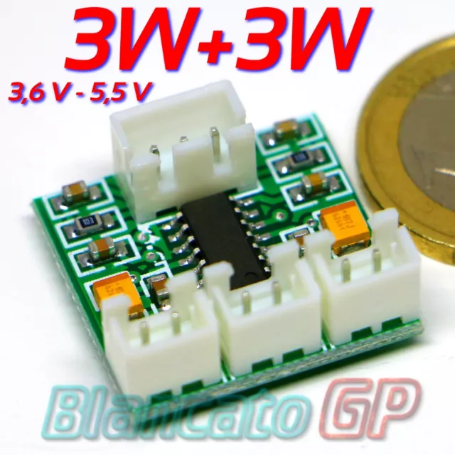Mini Amplificateur Stéréo Numérique 3W+3W Haute Efficacité Due Voies 6W 5V 4ohm