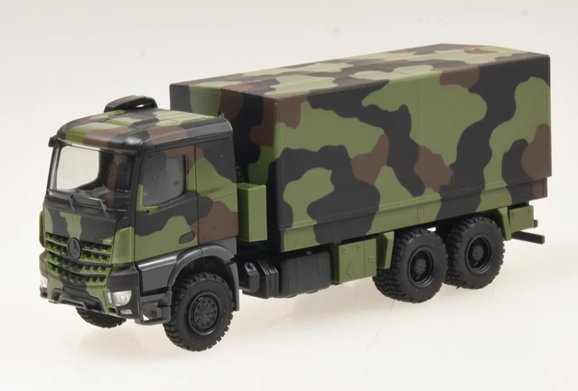 Camion Mercedes-Benz Arocs 6x6 Bâché Herpa 1:87 - Modèle Réduit Décoré, Échelle HO