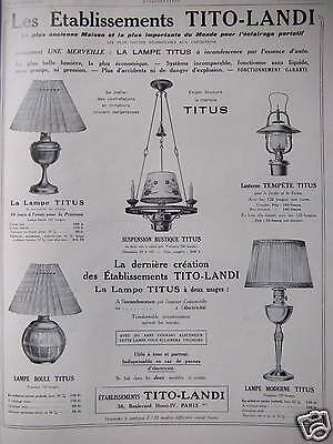 PUBLICITÉ TITO LANDI LAMPE TITUS SUSPENSION TEMPÊTE LAMPE BOULE TABLE RADIANTE 