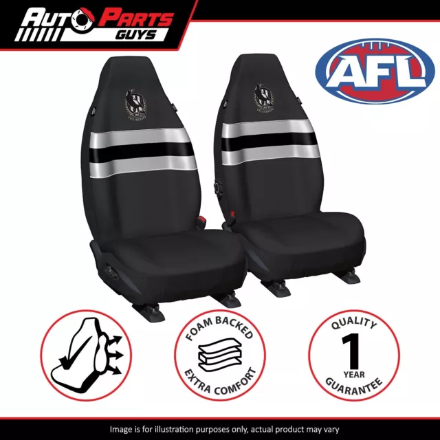 Front Seat Cover Pair Airbag Safe AFL Team Collingwood Magpies FC