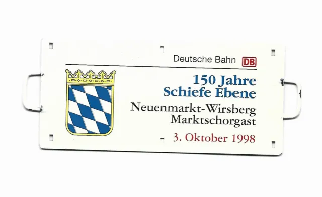 DB-Mini-Zuglaufschild Metall -  " 150Jahre Schiefe Ebene " - 3. Okt. 1998