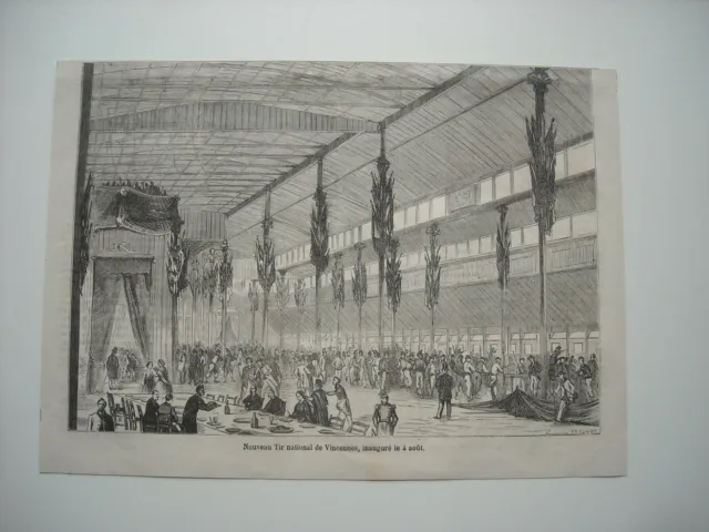 1861 Engraving. New Vincennes National Shot, Inaugurates August 4.