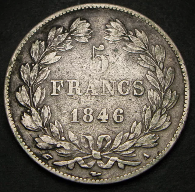 FRANCE 5 Francs 1846 A - Silver 0.9 - Louis-Philippe I. - VF+ - 4389 *