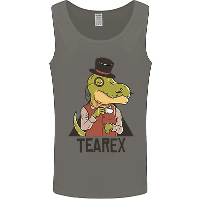 Tearex Divertente T-Rex Dinosauro bevitore di tè Da Uomo Canotta Tank Top