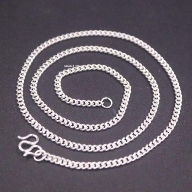 Pure 999 Fine Silver Chain For Women 2.8mm Solid Curb Link Necklace 16-28inchL