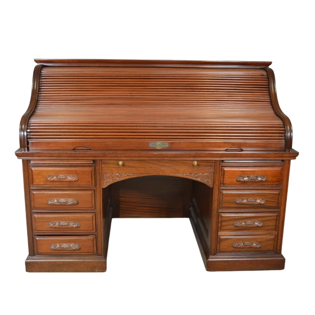 Antique Roll Top Desk - Custom Mahogany Roll Top by Derby #21587