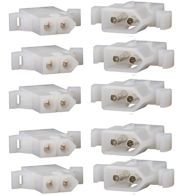 Connector Lot, 5 Matched Sets, (2-Circuits) w/14-20 AWG .093" Pins, Free Hanging