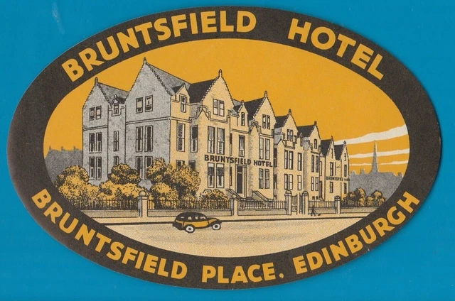 Hotel luggage label Bruntsfield Edinburgh Scotland #644