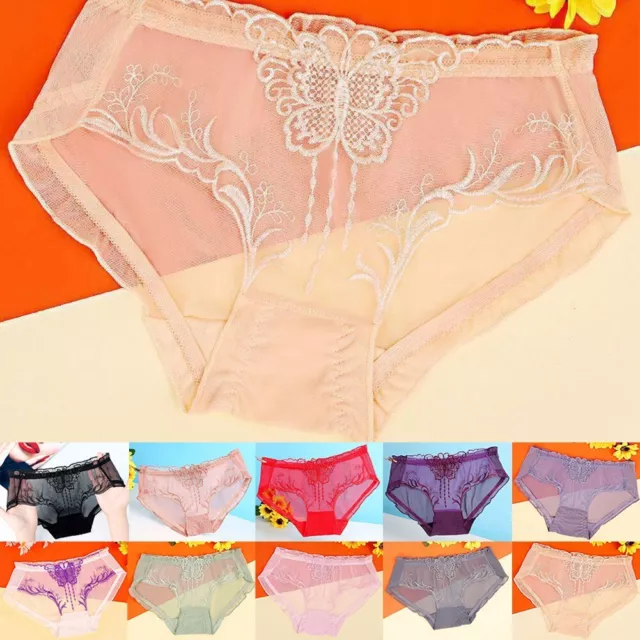 BRIEF WOMEN KNICKER Lace Underwear Lingerie Nylon Regular Sheer