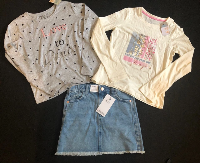 Girls Bundle Age 9-10 Years 2 Tops 1 Skirt Age 8-9 Years All Bnwt