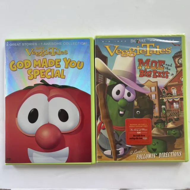 VeggieTales 2 DVD Lot - One New Sealed - Christian Educational Cartoons