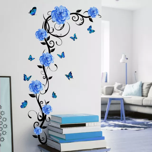 Wandtattoo Wandaufkleber Blumen Ranke Blau Wohnzimmer Schlafzimmer Home Dekor
