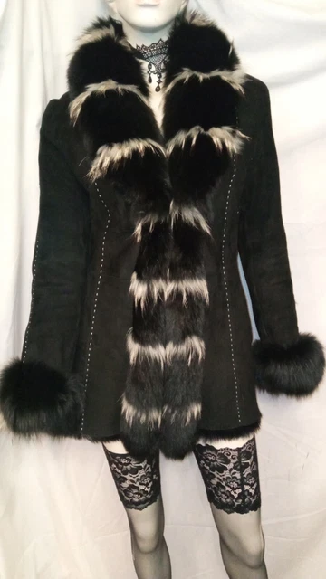 Manteau Femme En Fourrure Véritable - Taille 40-42 - Modèle Multicolore - Occasion Très Bon état