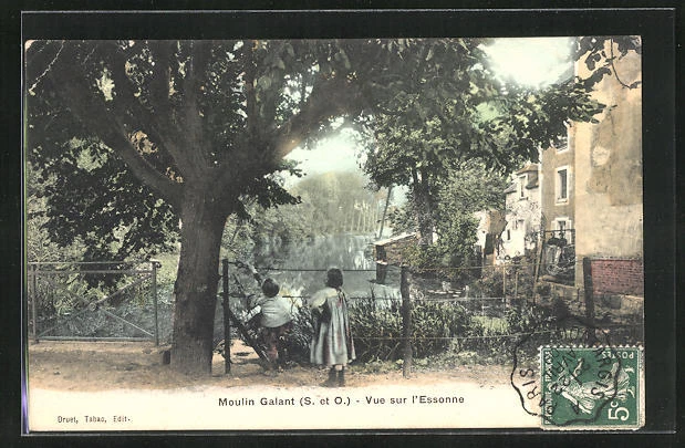CPA Moulin Galant, Vue sur l´Essonne 1909