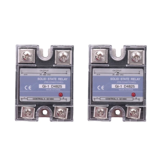 2x 25A 3-32V DC 24-480V AC Single Phase Half Conductor Relay DC ControlP7M6