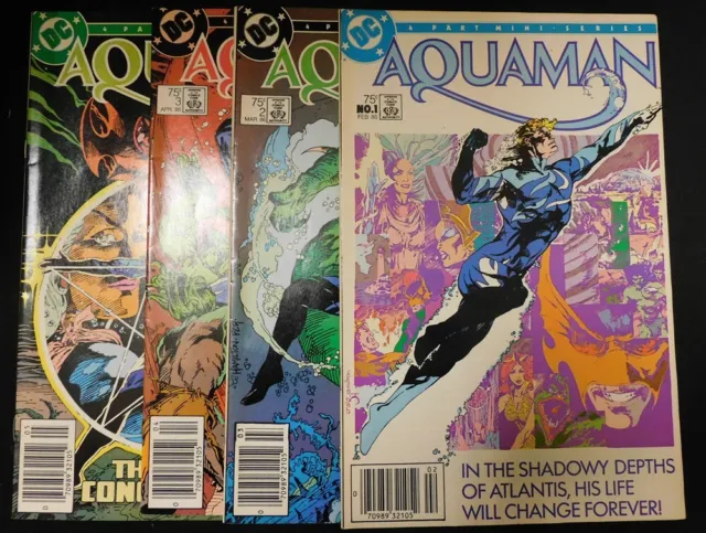 Aquaman 1-4 Dc Mini Comic Set Complete Neal Pozner Craig Hamilton 1986 Fn/Vf
