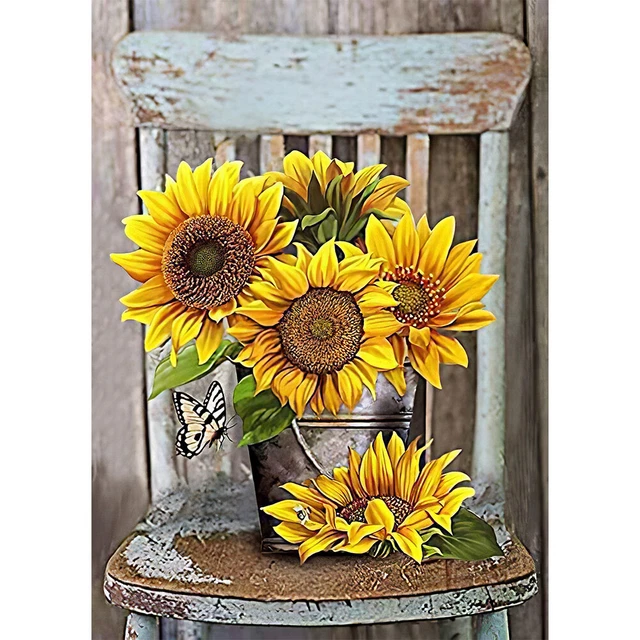 Diamond Painting Sunflower Full Round Drill Picture of Rhinestone DIY Drawing