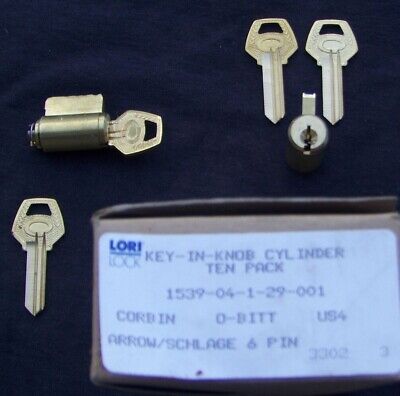 (2) NOS  CORBIN  Lock KEY-IN-KNOB  Padlock Cylinders  with LOGO key blanks