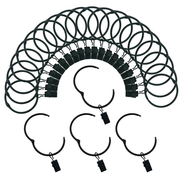 40 Anneaux Avec Clips Pour Rideaux - Métal Résistant - Pour Tringles Jusqu'à 2,5 Cm