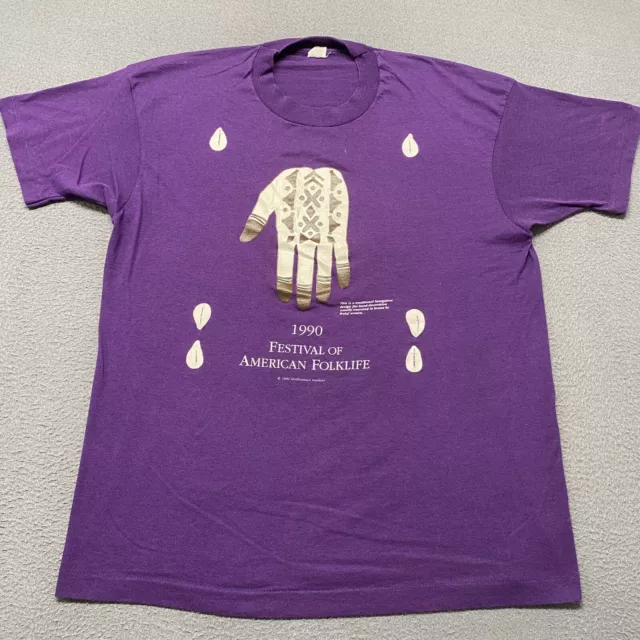 Vintage Smithsonian Institute Shirt Mens XL Purple American Folklife Festival 90