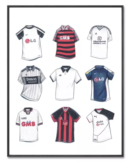 Fulham Fußball Shirts Poster, Fulham Poster Retro Fulham Trikot A4 Druck Geschenk