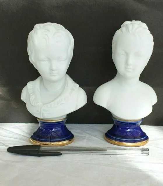 Paire de biscuit en porcelaine, bustes d'A. et L. Brongniart, reproduction