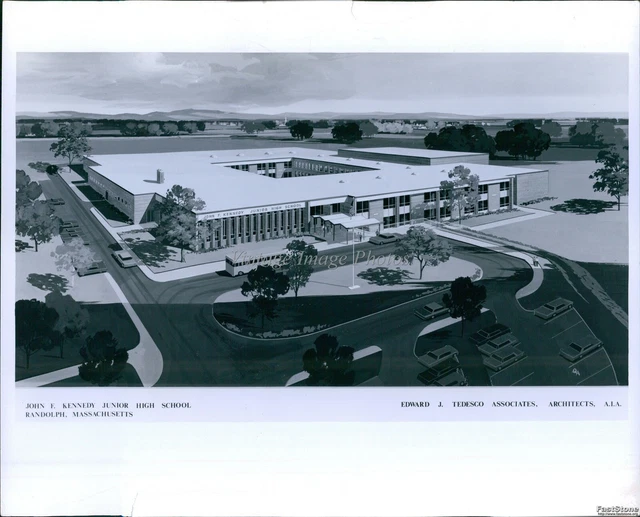 1964 RENDERING OF John F Kennedy Jr High In Randolph Ma Architecture