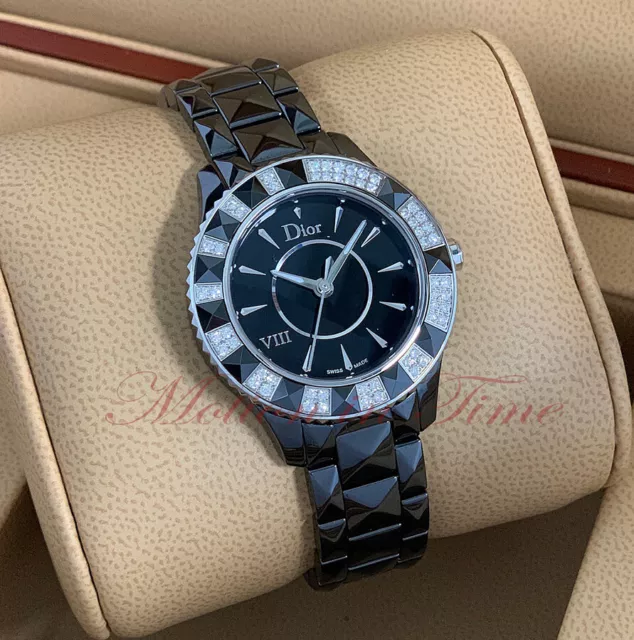 Christian Dior VIII Quartz 33mm Diamond Bezel Black Ceramic Quartz CD1231E1C001