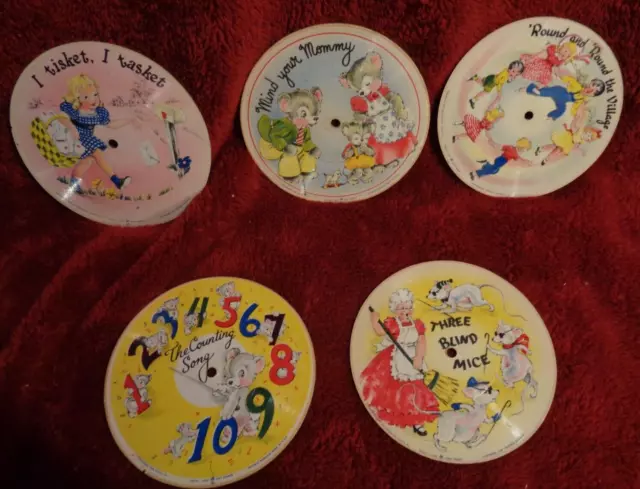 Lot Of 5 Vintage Voco Inc 1948 Children's 6" Picture Discs Records- -78 Rpm