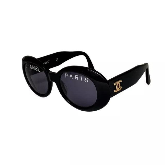 CHANEL VINTAGE 93 Spring Black CHANEL PARIS Logo Round Sunglasses 01947  94305 $1,535.00 - PicClick