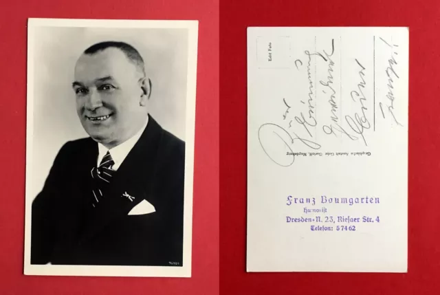 Foto AK DRESDEN um 1930 Franz Baumgarten Humorist mit Autograph Widmung ( 43949