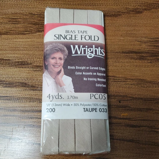 4 yardas Taupe Beige 1/2" de ancho CINTA DE SESGO simple plegable para corbatas máscaras de coser