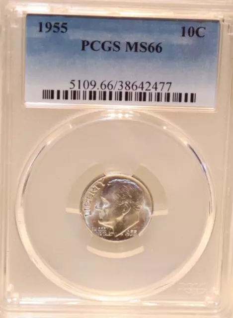 1955 US Roosevelt Dime 10c PCGS MS66
