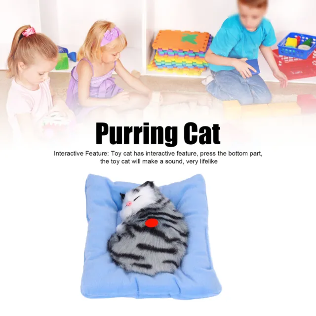 (Activated Charcoal Grey Cat)Fake Purring Cat Fake Cats Sleeping Kitten Doll YA