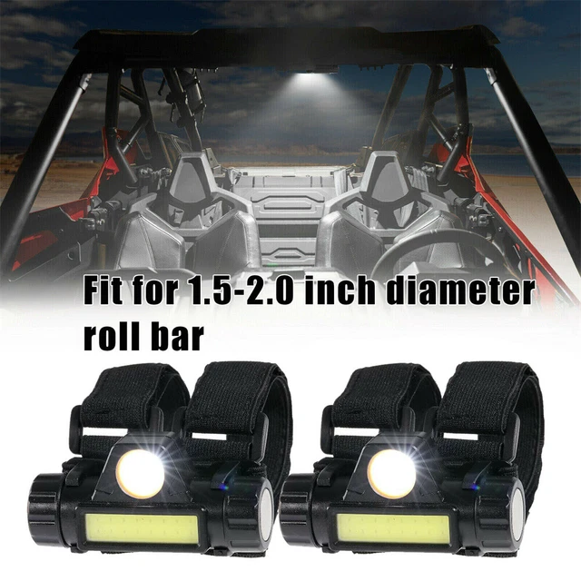 2x Universal Roll Bar Mount Dome Light LED Light for UTV ATV Polaris RZR Golf
