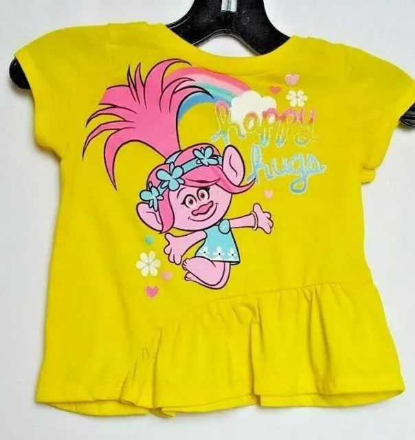 DreamWorks Trolls Girl's Yellow Side Ruffled Blouse (Size: 24 Months)