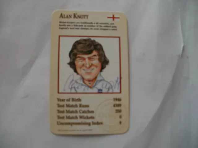 Signed Top Stumps Card-Alan Knott-England Cricket