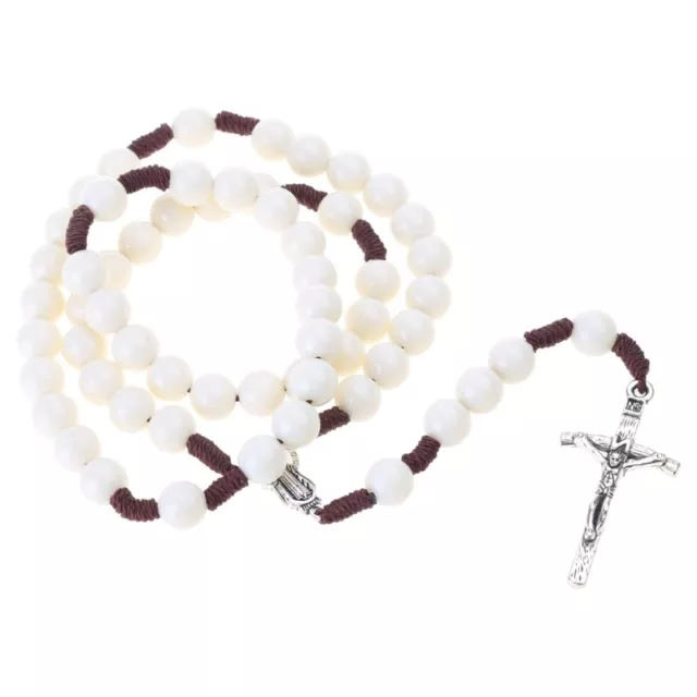 Round Acrylic Bead Rosary Necklace Catholic Religious for Necklaces