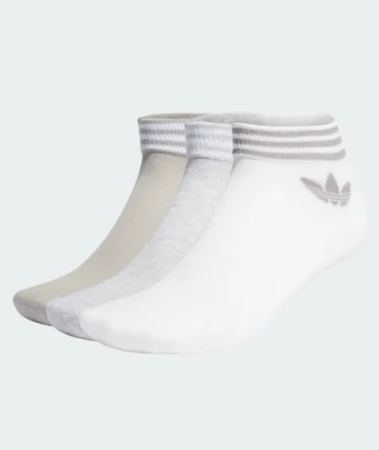 3 Pairs Unisex Adidas Original colour Trefoil Ankle Quarter Sock 8.5-11 UK Adult