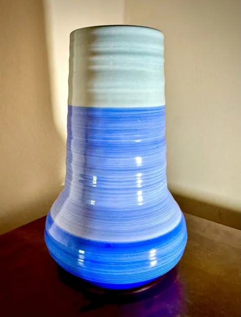 Shelley Harmony Striped Large Blue and Gray Vase 1930s Art Deco Stunning 17cm