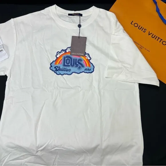 LOUIS VUITTON FLOATING T- Shirt LV Logo White Tee Small S-size $450.00 -  PicClick